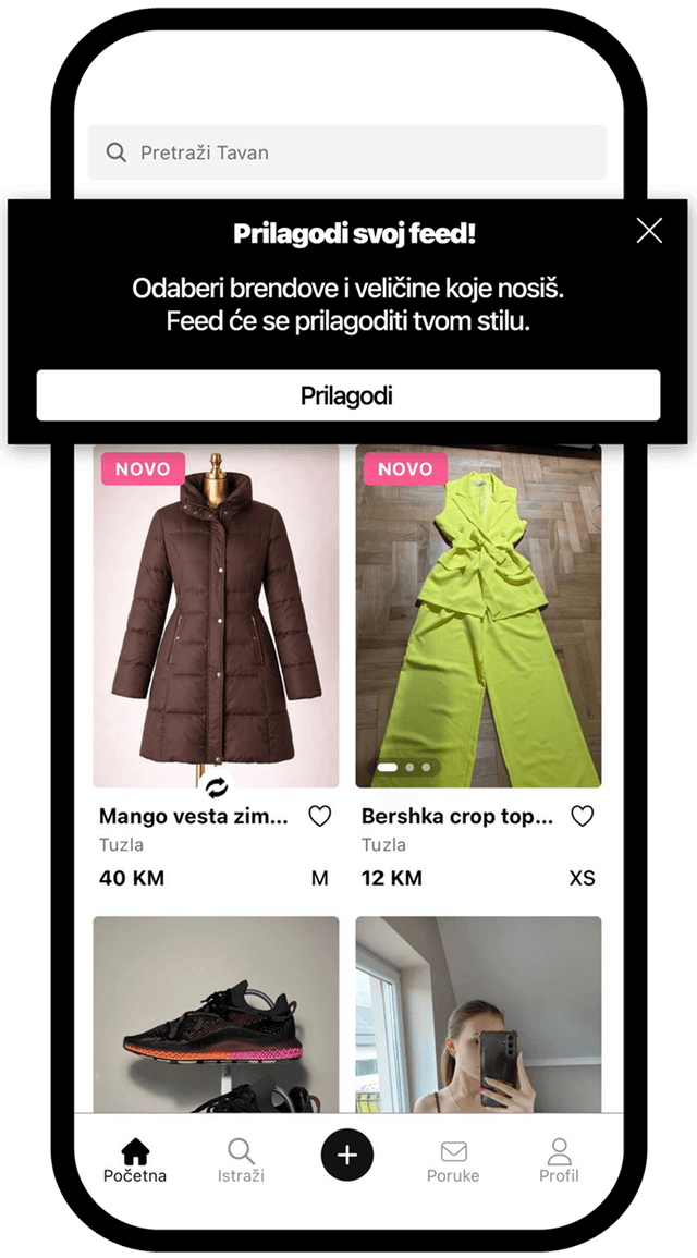Tavan aplikacija — Personalizovani feed
